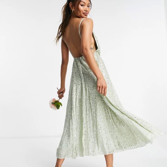 ASOS | Dresses | Asos Green Sequin Midi Dress | Poshmark